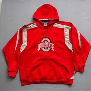 Vintage Nike Ohio State Center Swoosh Hoodie Red Gray Hoodie Pullover Men's L